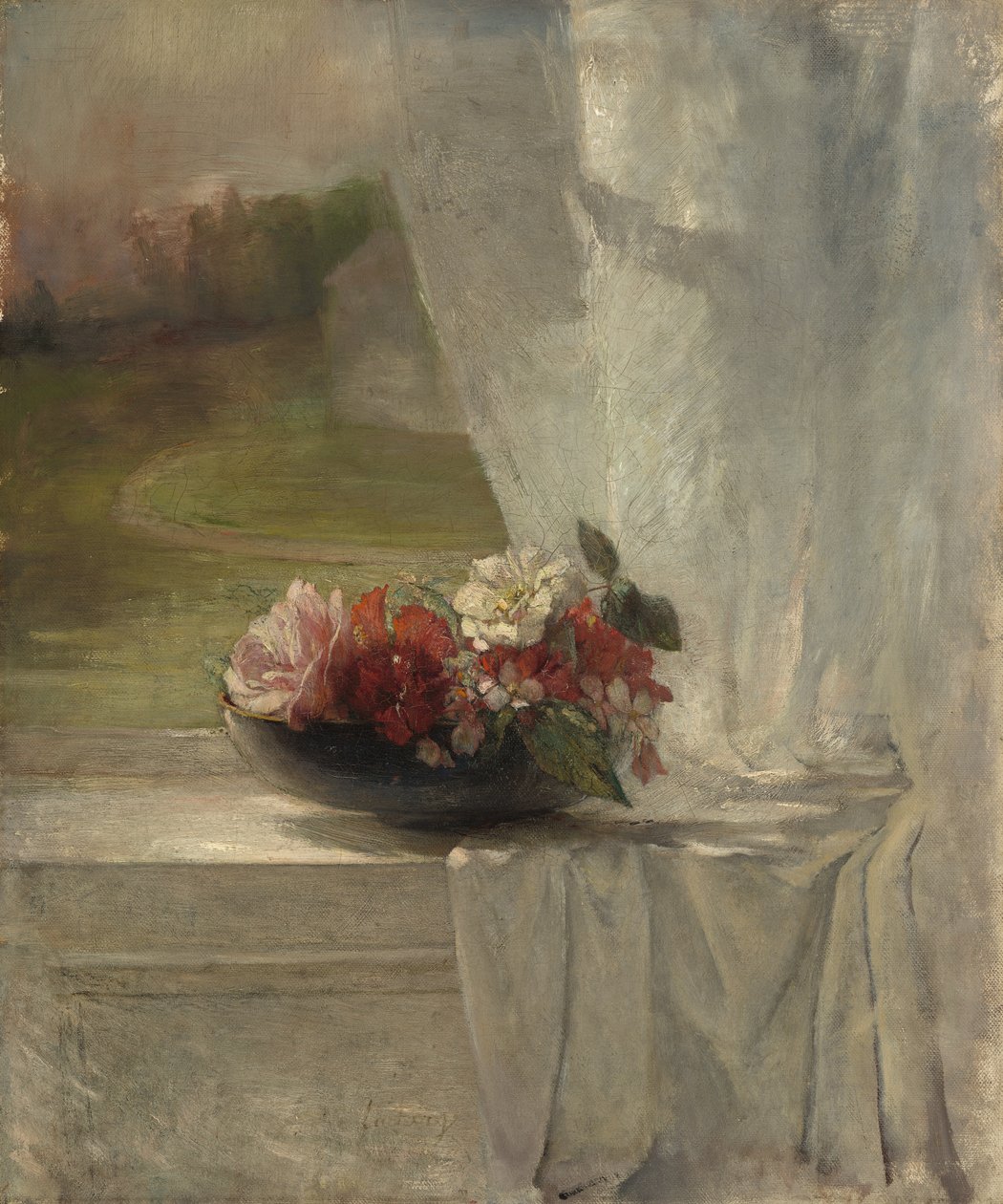 Flores em uma borda da janela, c.1861 de John La Farge or Lafarge