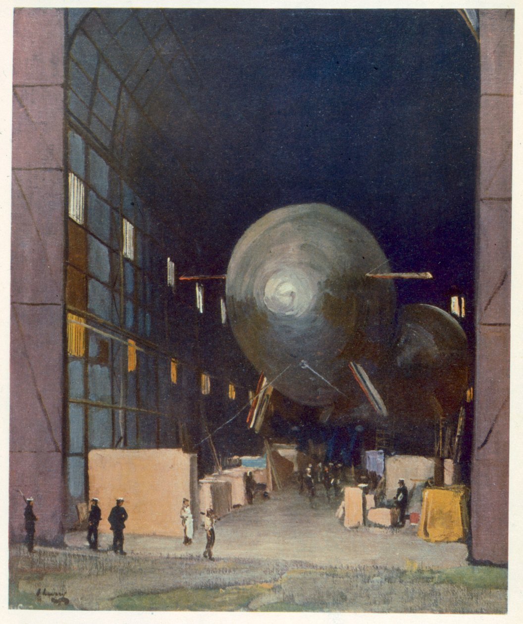 Dirigíveis, de artistas britânicos na frente, continuação da frente ocidental, 1918 de John Lavery