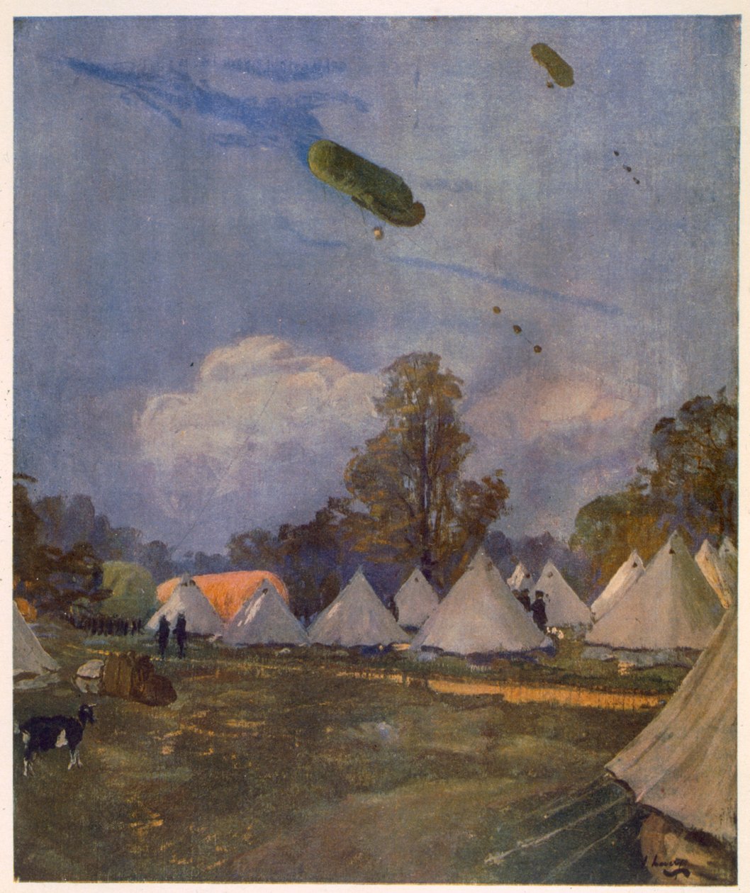 Kite Balloons, Roehampton, 1915, de artistas britânicos na frente, continuação da frente ocidental, 1918 de John Lavery