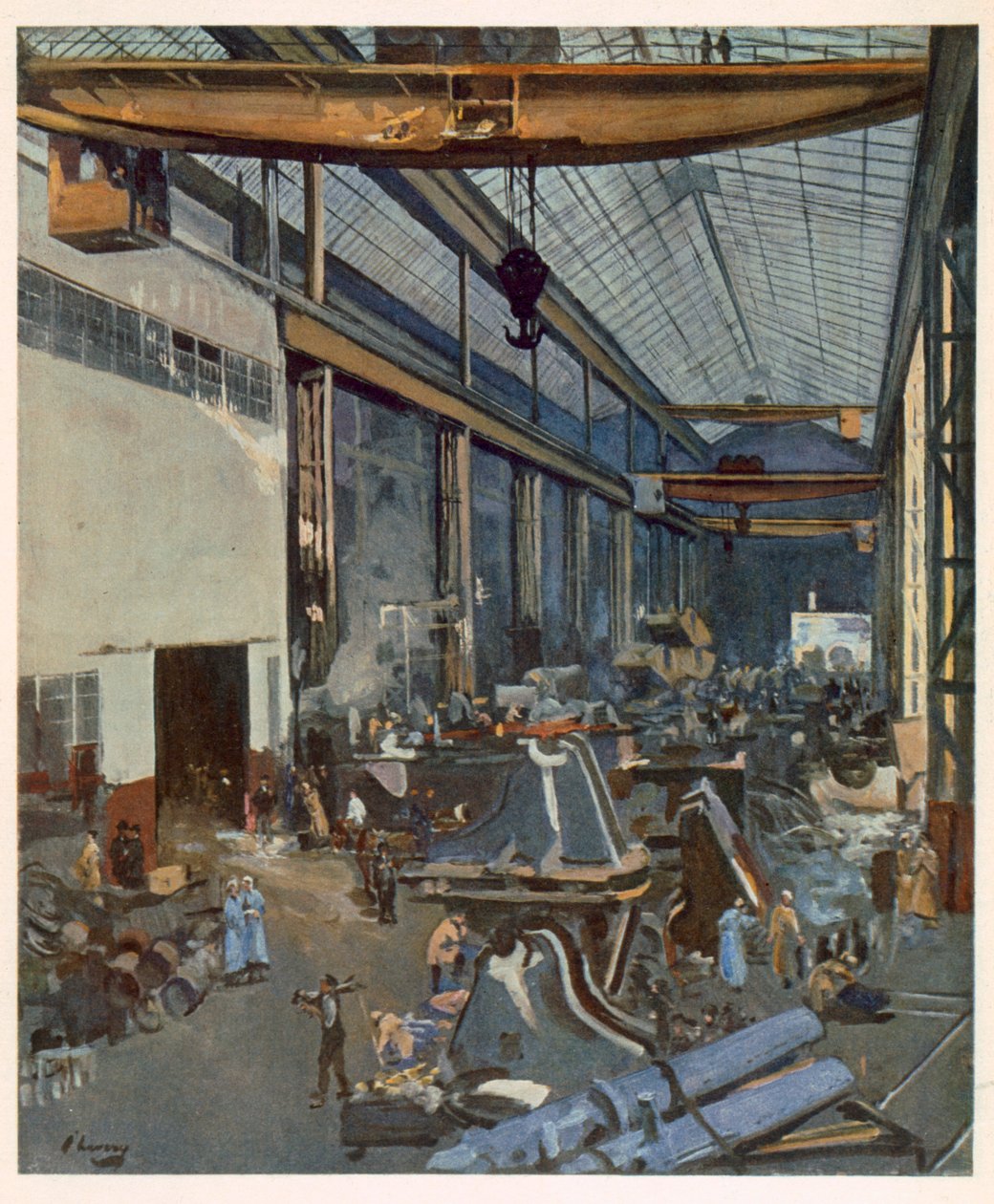 Tanques em Newcastle, de artistas britânicos na frente, continuação da frente ocidental, 1918 de John Lavery