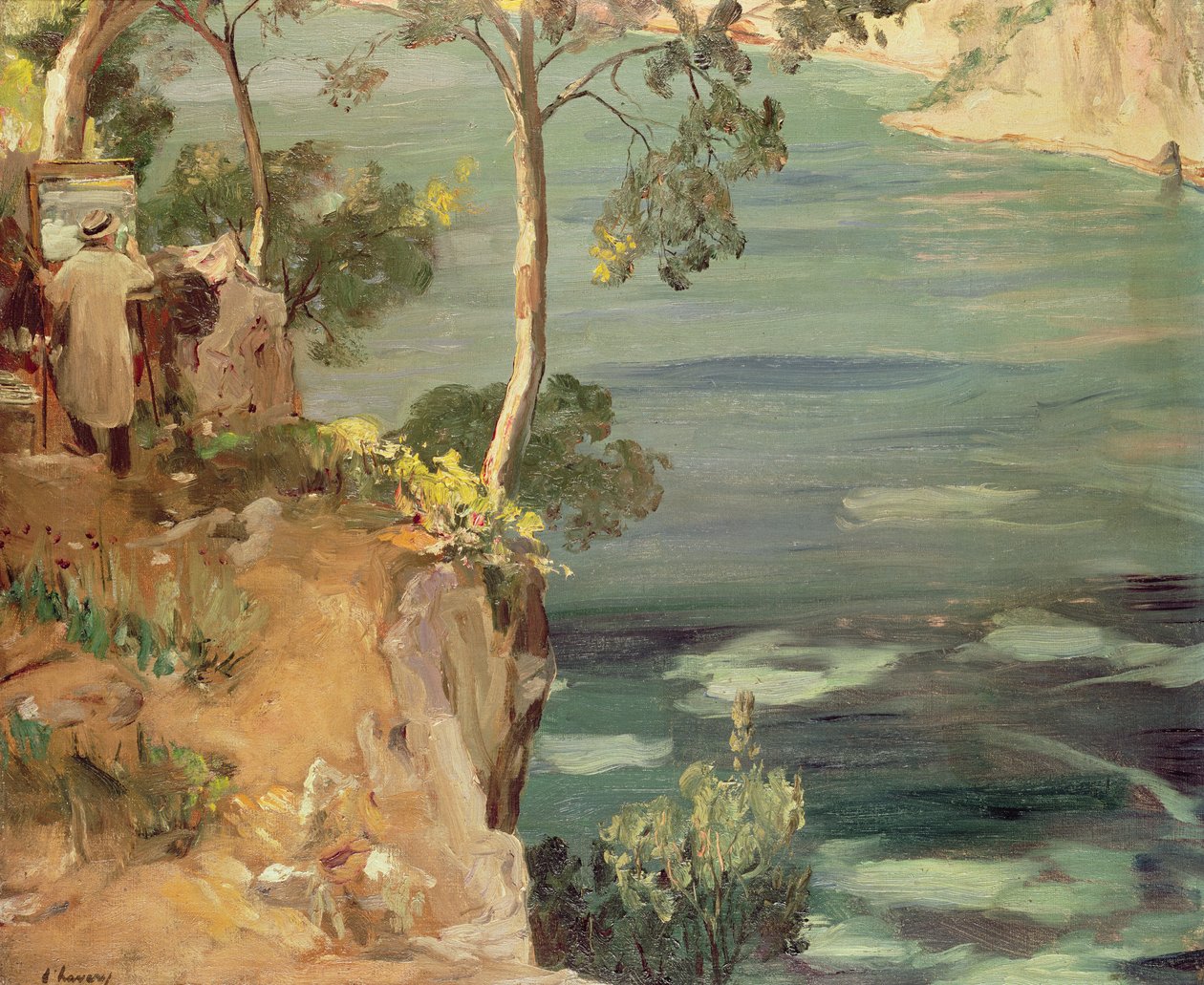 A Baía Azul: Sr. Churchill na Riviera de John Lavery
