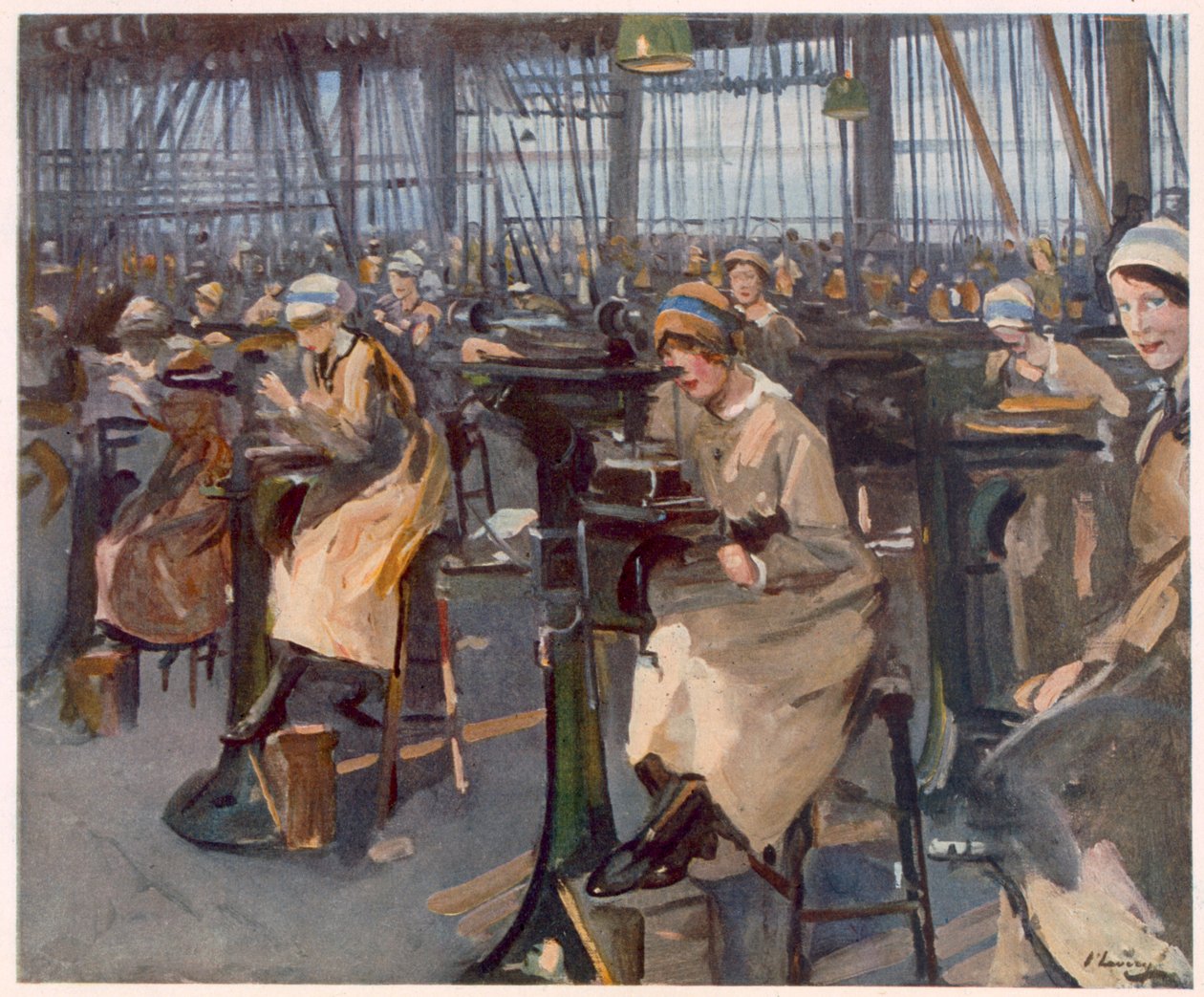 Mulheres, trabalhando, em, fábrica, newton, de, britânico, artistas, em, a, frente, continuação, de, a, ocidental, frente, 1918 de John Lavery