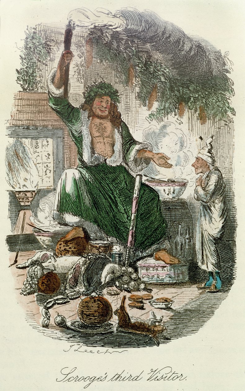 Terceiro Visitante do Scrooge de Dickens &39;A Christmas Carol de John Leech