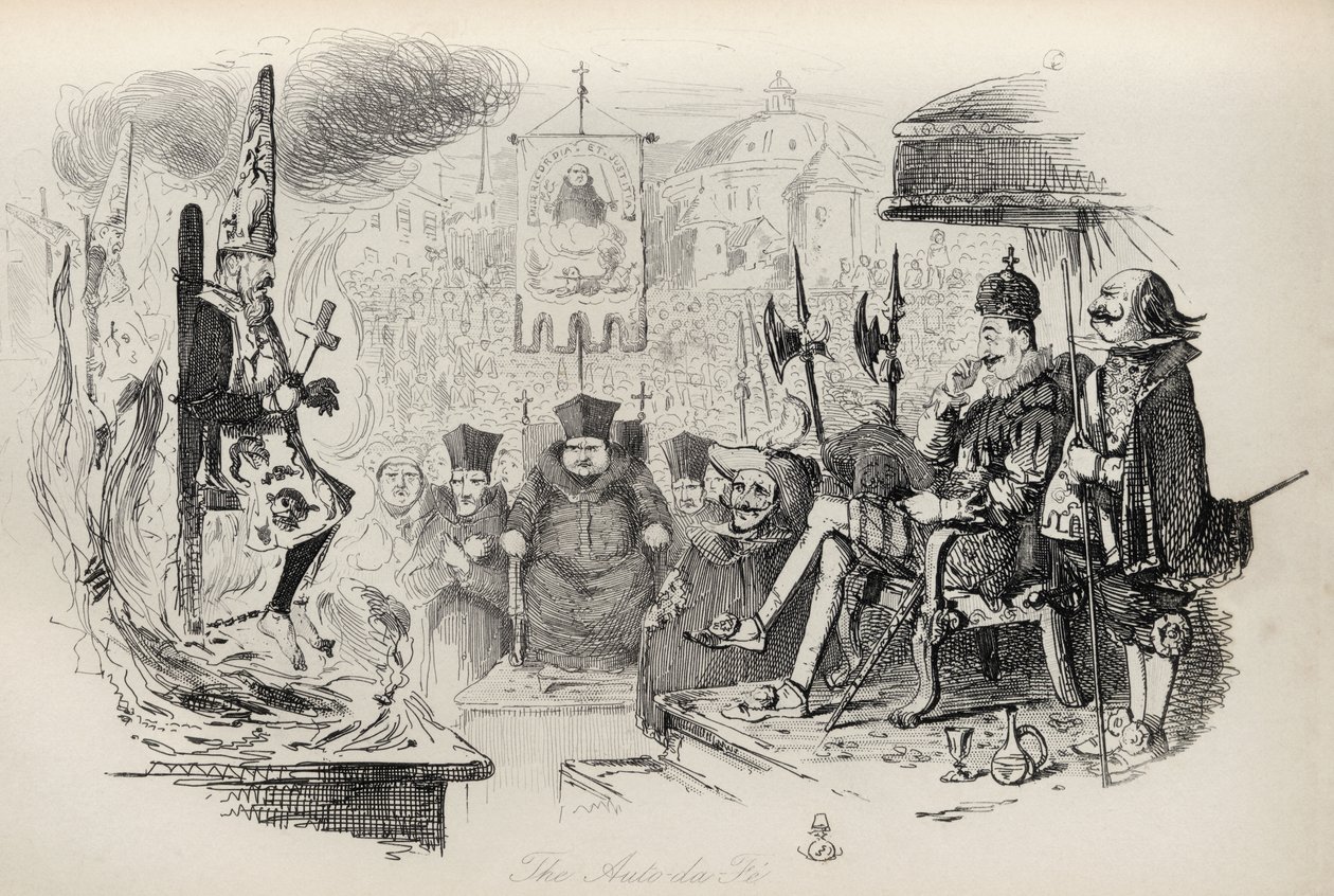 O Auto-da-Fe, de "The Ingoldsby Legends", de Thomas Ingoldsby, publicado por Richard Bentley und Son, 1887 de John Leech