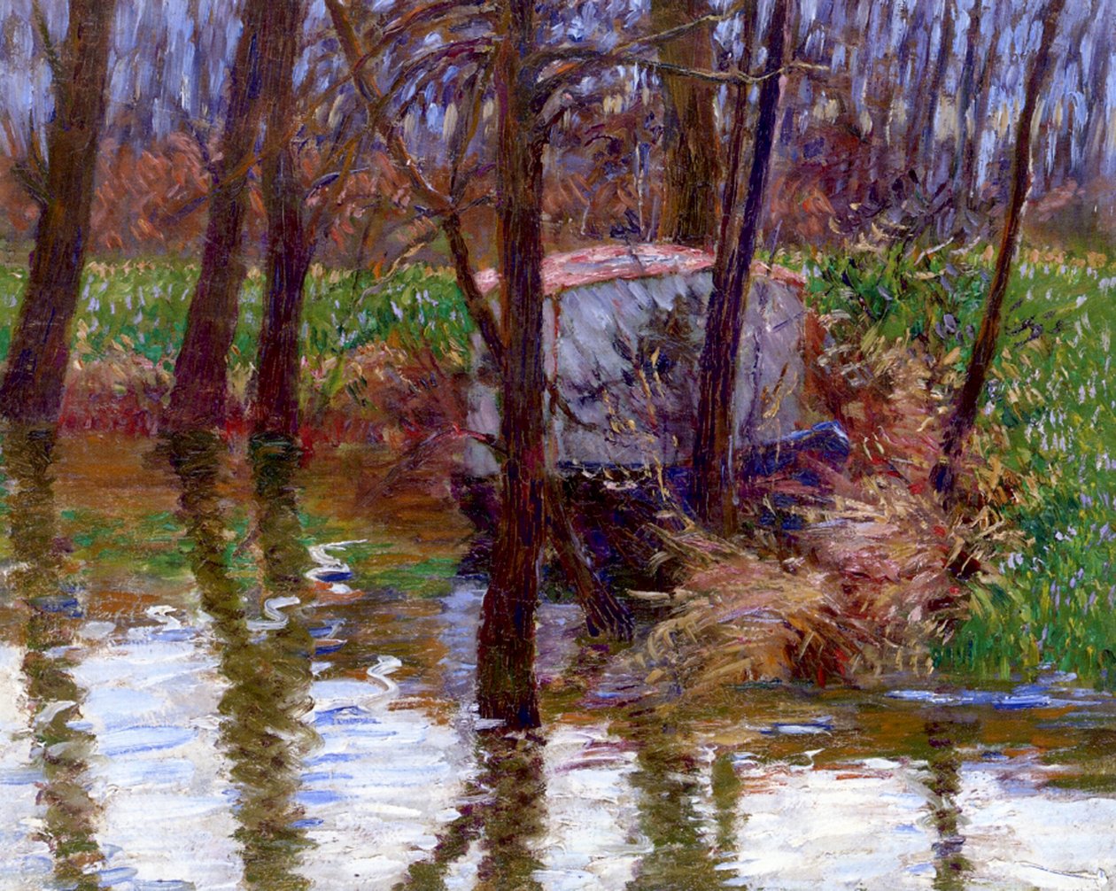 O rio Epte com o Boat-Atelier de Monet, c.1887-90 de John Leslie Breck
