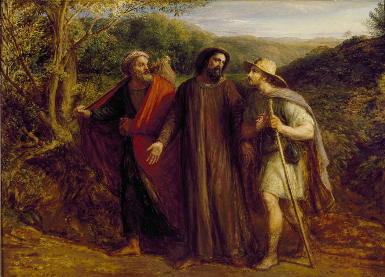 A Aparição de Cristo aos Dois Discípulos viajando para Emaús, 1835 de John Linnell