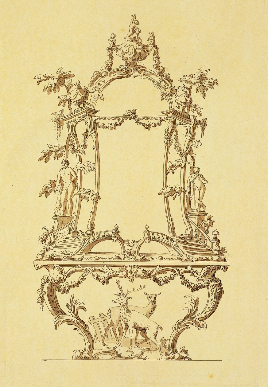 Design para uma mesa de console (caneta e tinta para lavagem) de John Linnell