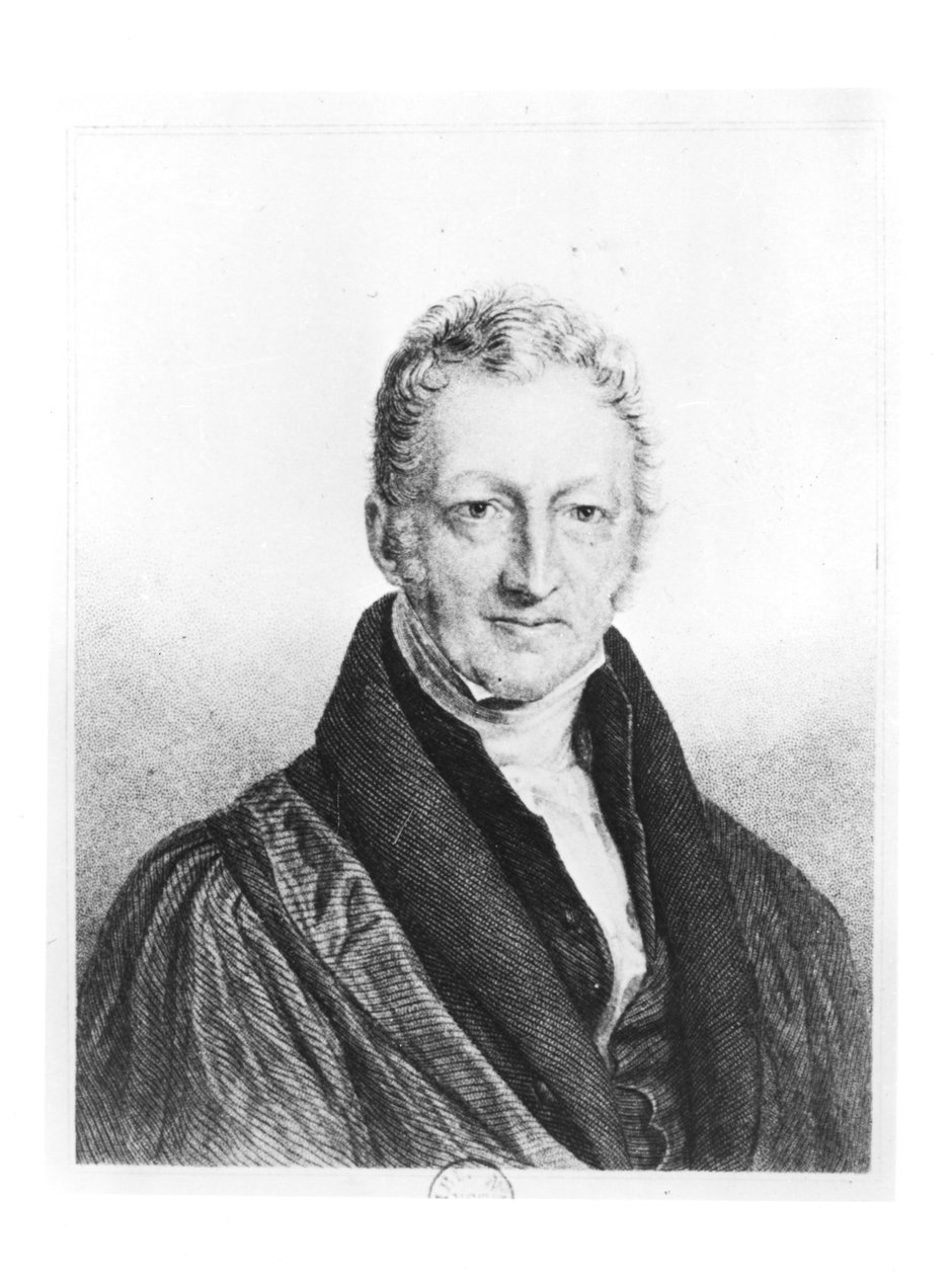 Retrato de Thomas Robert Malthus (1766-1834) gravado por Fournier para o &39;Dicionário de Economia Política&39;, 1853 de John Linnell