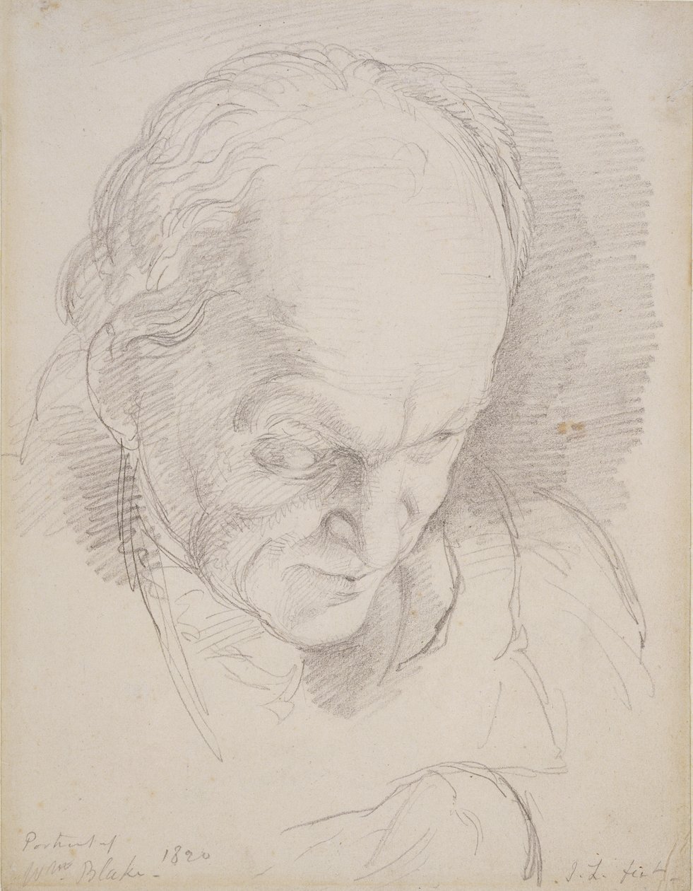 Retrato de William Blake (1757-1827) inclinado para frente, 1820 de John Linnell