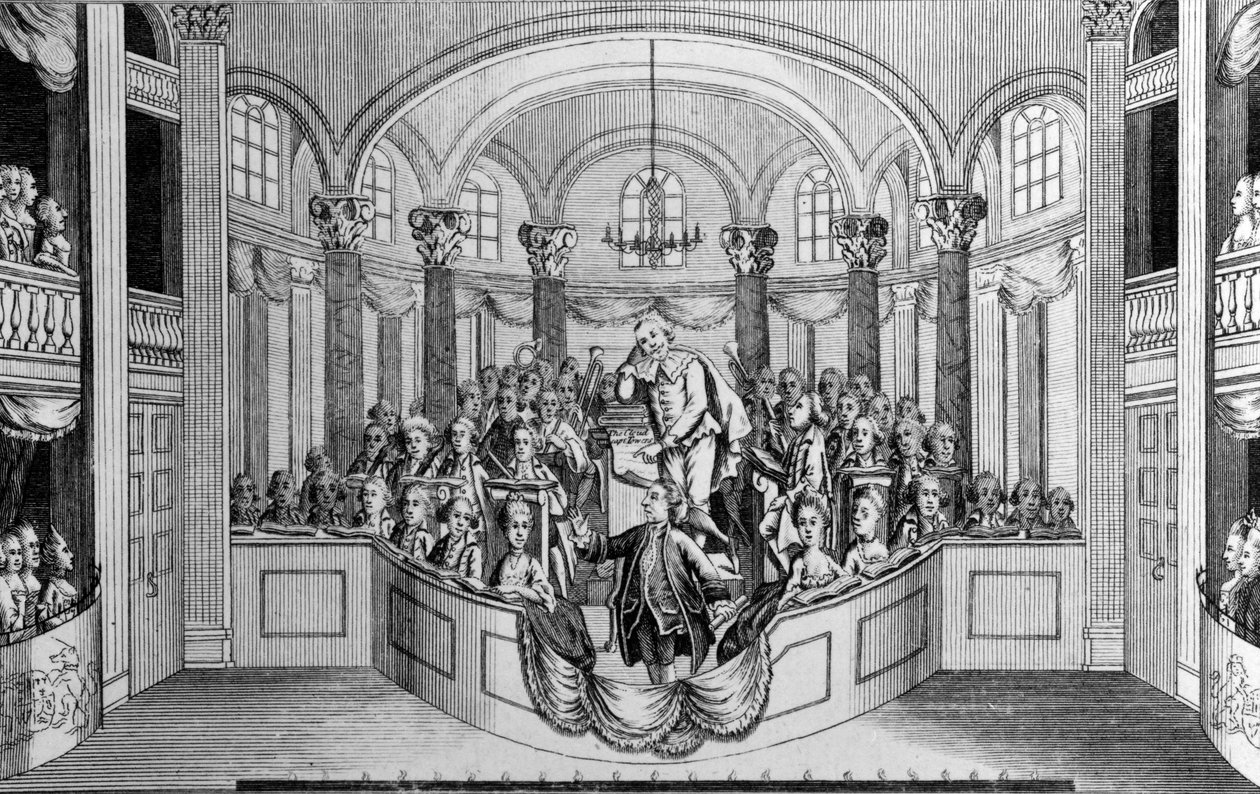 Sr. Garrick entregando sua Ode no Drury Lane Theatre, dedicando um edifício e erguendo uma estátua para Shakespeare, 1769 de John Lodge