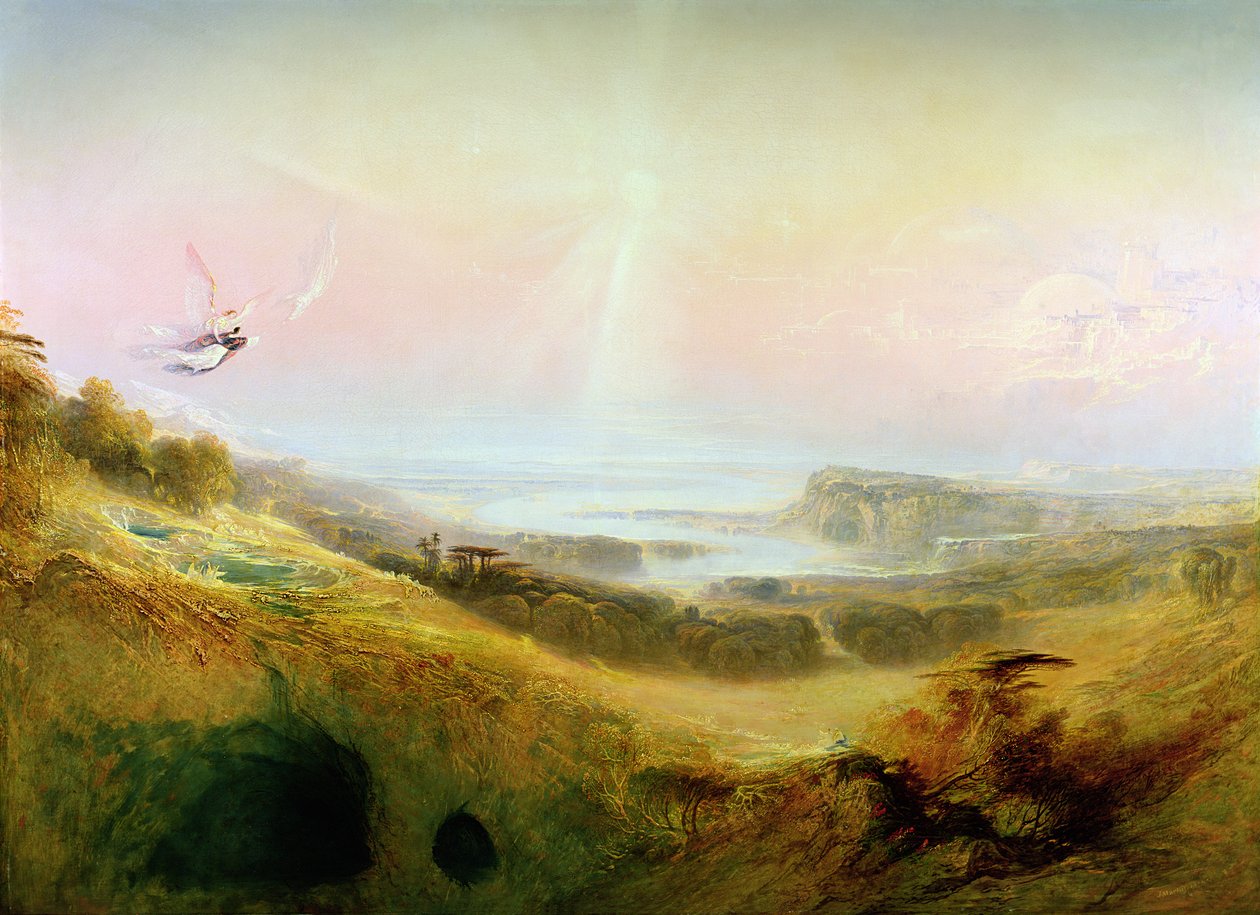 A cidade celestial e o rio da felicidade, 1841 de John Martin