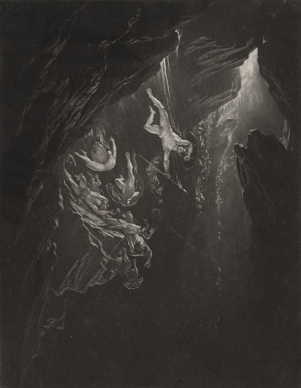 A queda dos anjos rebeldes, c.1827 (mezzotint) de John Martin