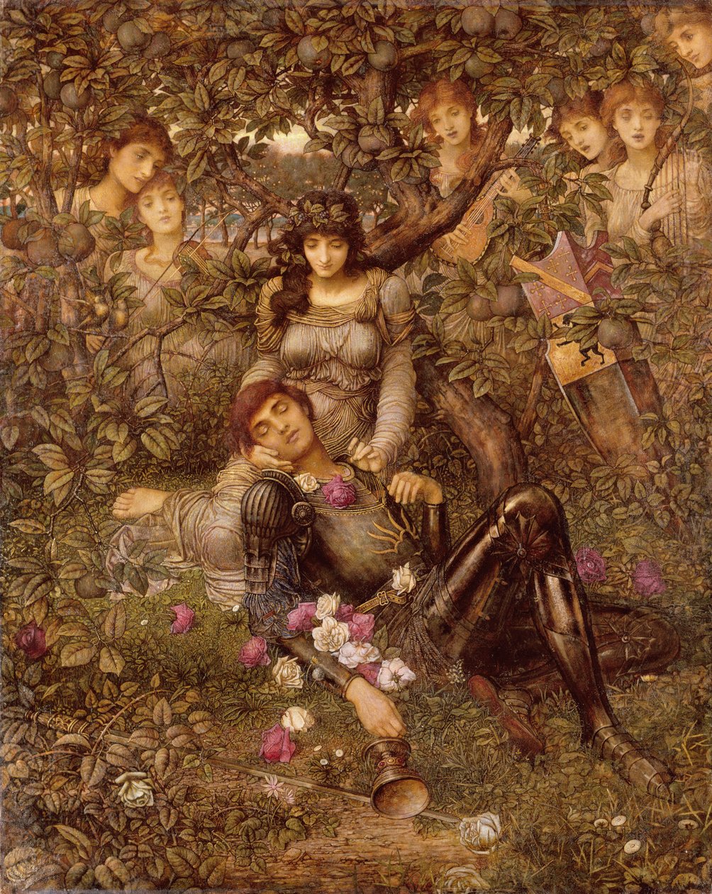 Acrasia, c.1888 (óleo e tinta dourada sobre tela) de John Melhuish Strudwick
