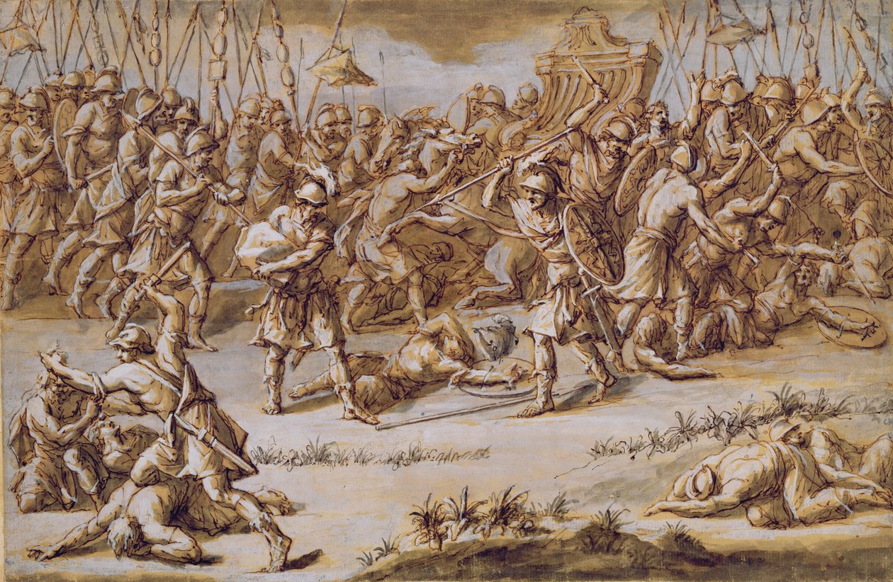 Ilustração para &39;A Ilíada&39;, de 1760 (caneta e tinta, lavagem e guache sobre papel) de John Michael Rysbrack