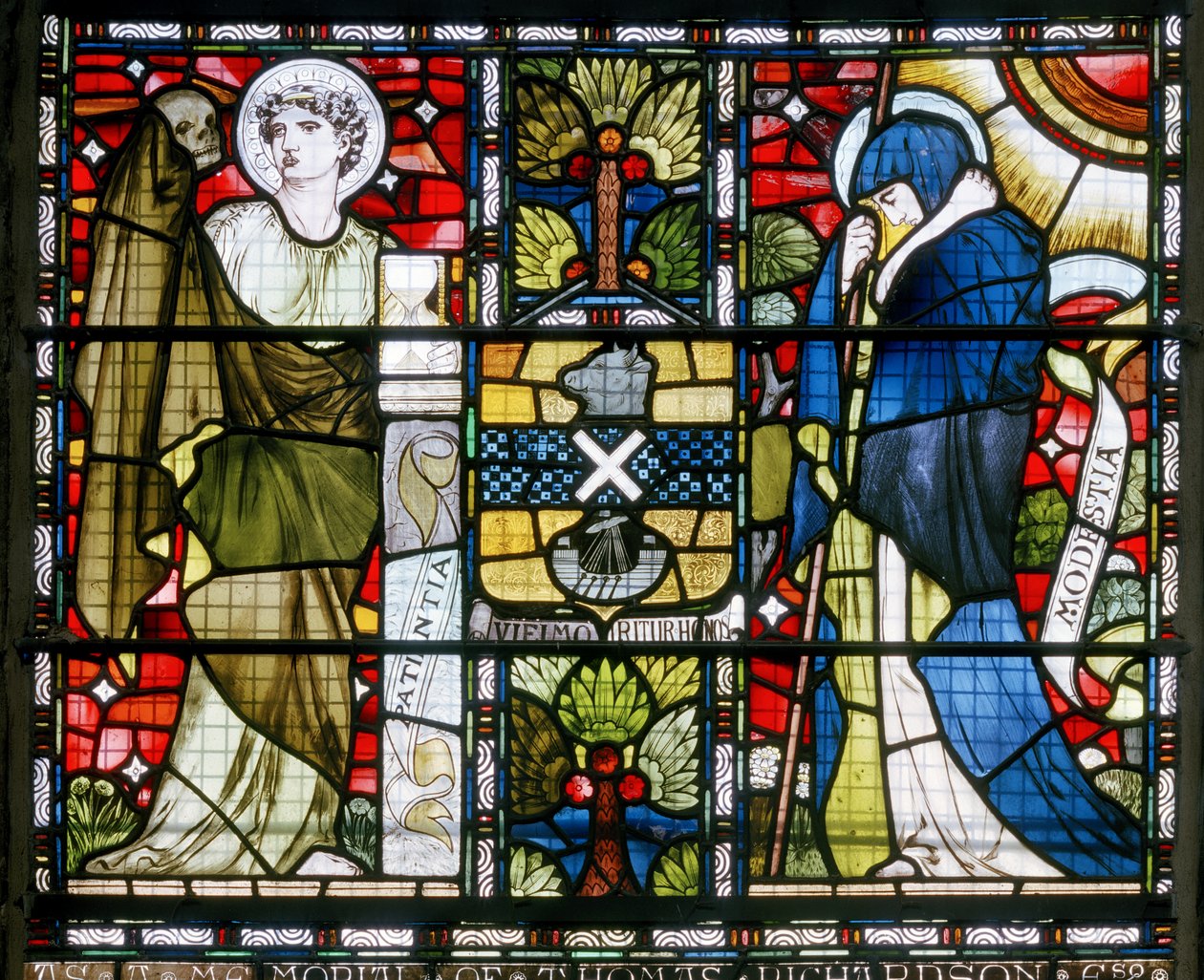 Abadia de Paisley, Cottire & Co, atribuída a John Moyr Smith, Patience & Modesty, 1873 de John Moyr attr.to Smith