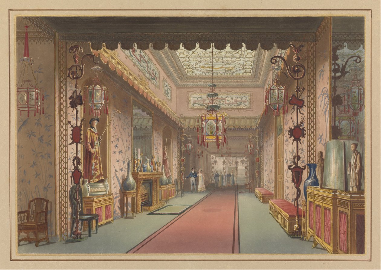 Galeria chinesa como era, placa XV nas ilustrações de seu palácio de majestade em Brighton ... Impresso ... de John Nash
