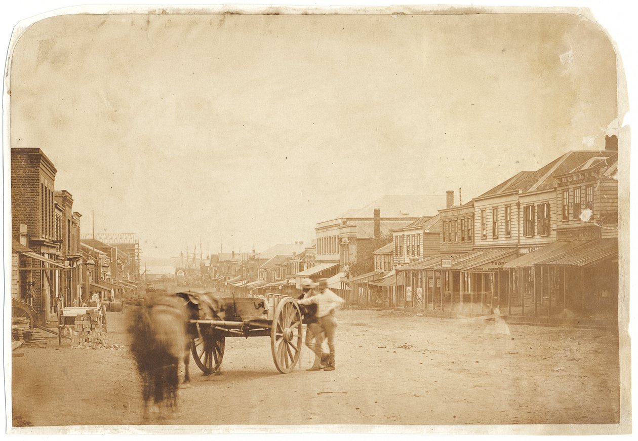 Upper Queen Street, Auckland, depois de 1859 (impressão salina de albumina) de John Nicol Crombie
