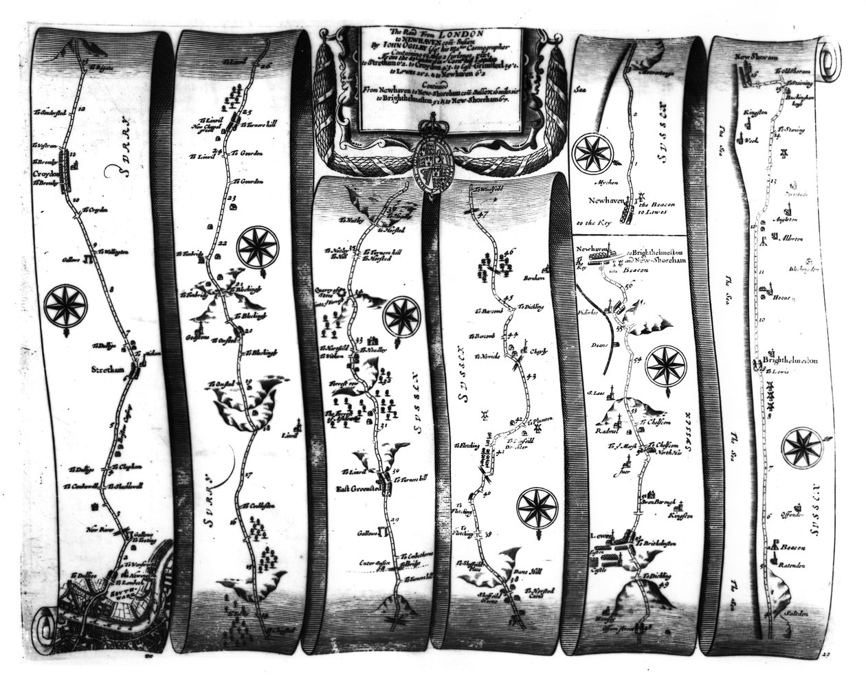 A estrada de Londres para Newhaven, de &39;Britannia&39; de Ogilby, 1675 de John Ogilby