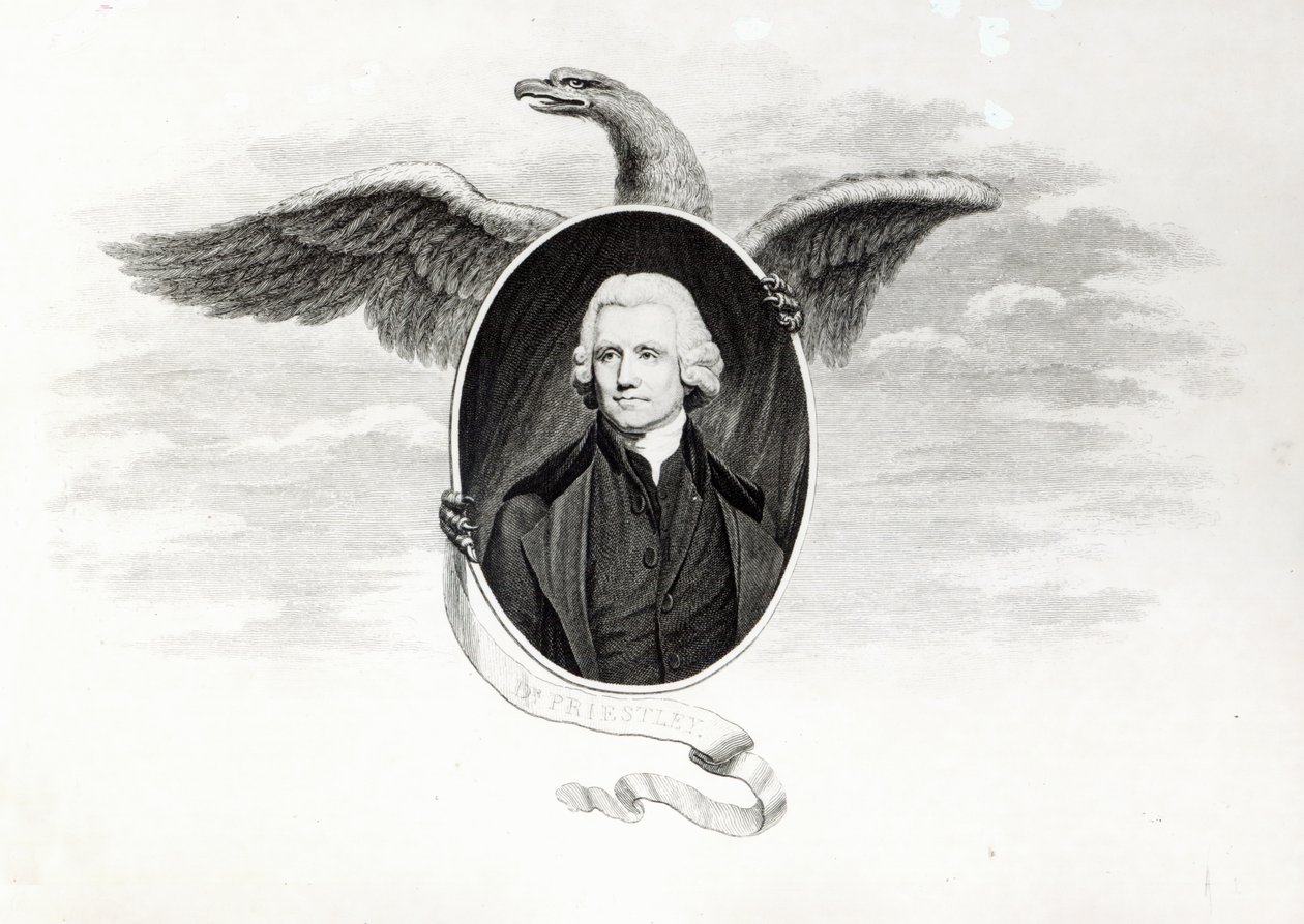 Dr. Priestley, ilustração de "Filósofos Químicos do Presente", gravada por James Caldwell (1739-1819) de John Opie
