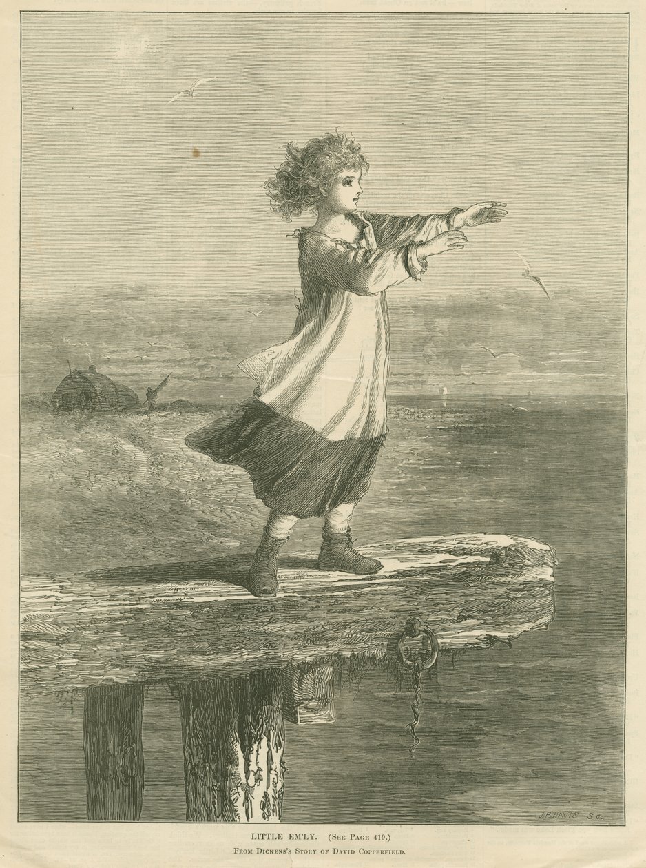 Em&39;ly pequeno em David Copperfield, de uma revista ilustrada da leitura da escolha, o 2 de julho de 1870 de John Parker Davis