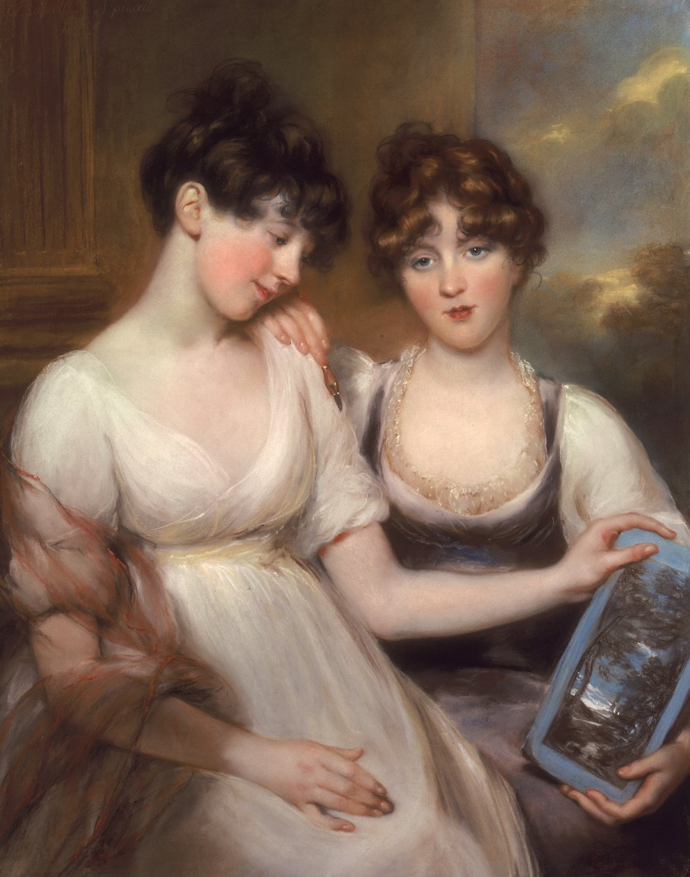 Retrato de Anne e Maria Russell, 1804 (giz colorido e pastel) de John Russell