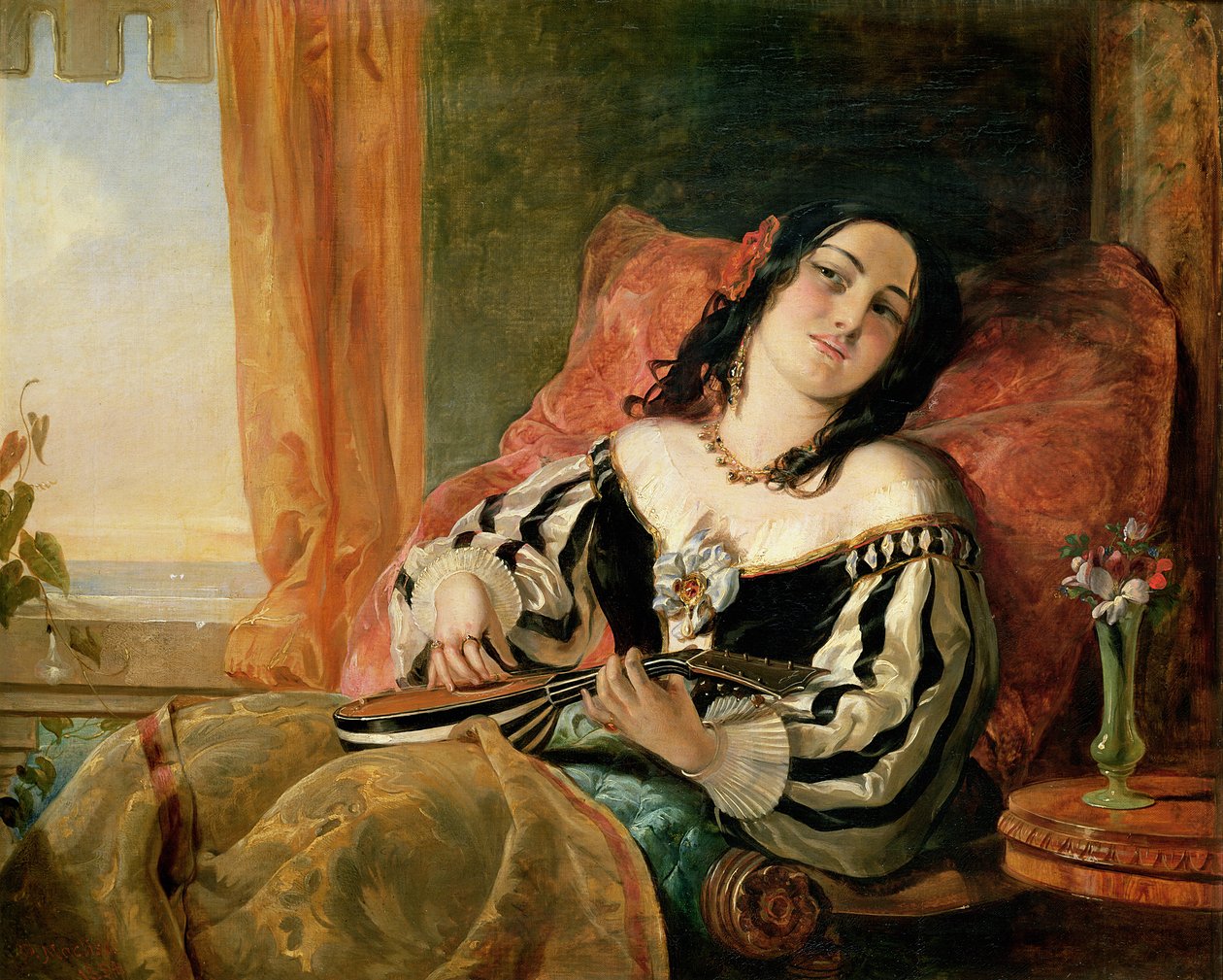 Senhora Jogando o Bandolim, 1854 de John Phillip