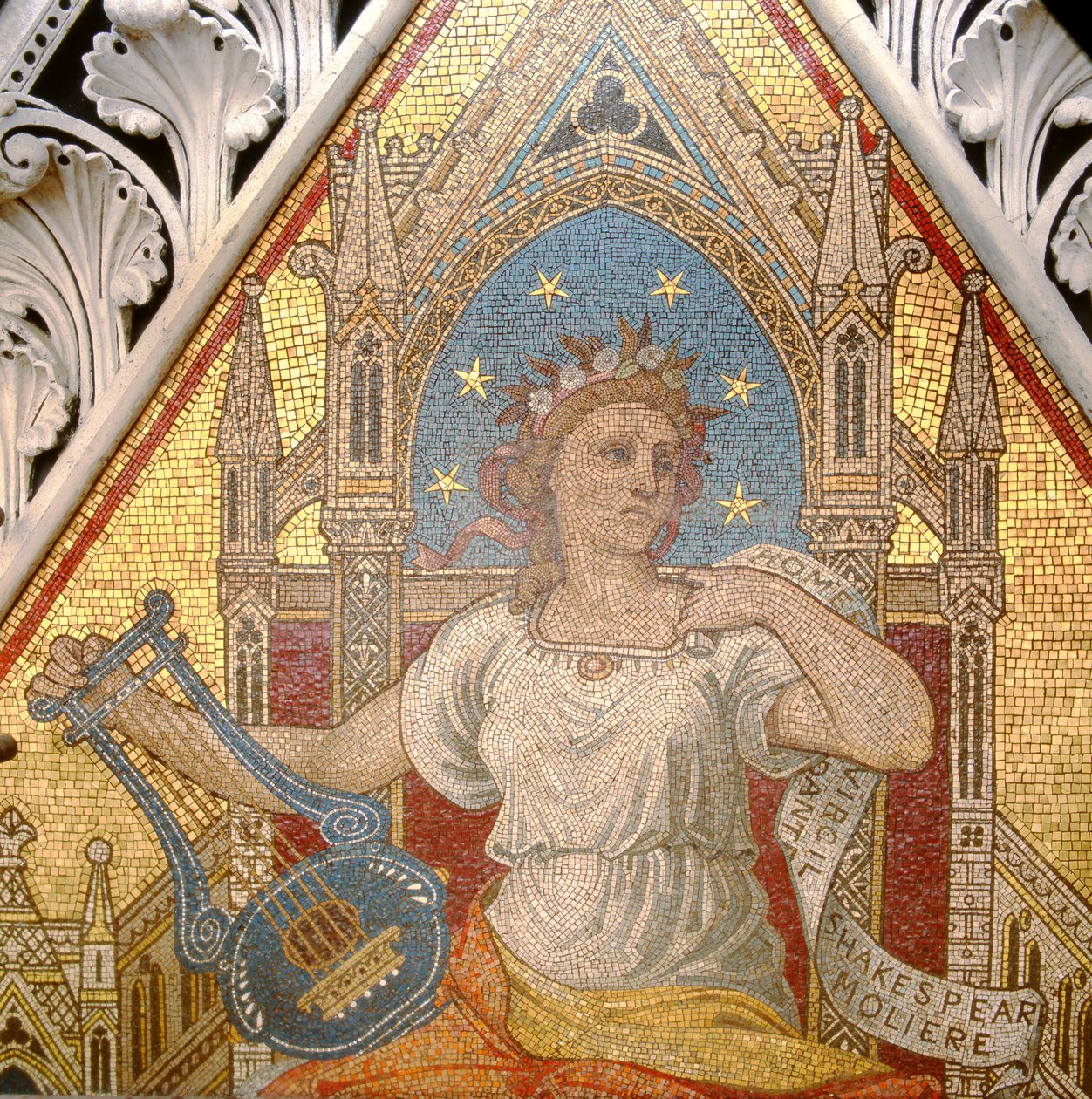 Detalhe da Poesia do Albert Memorial, executado por Antonio Salviati 1816-90, 1868 mosaico de John Richard Clayton