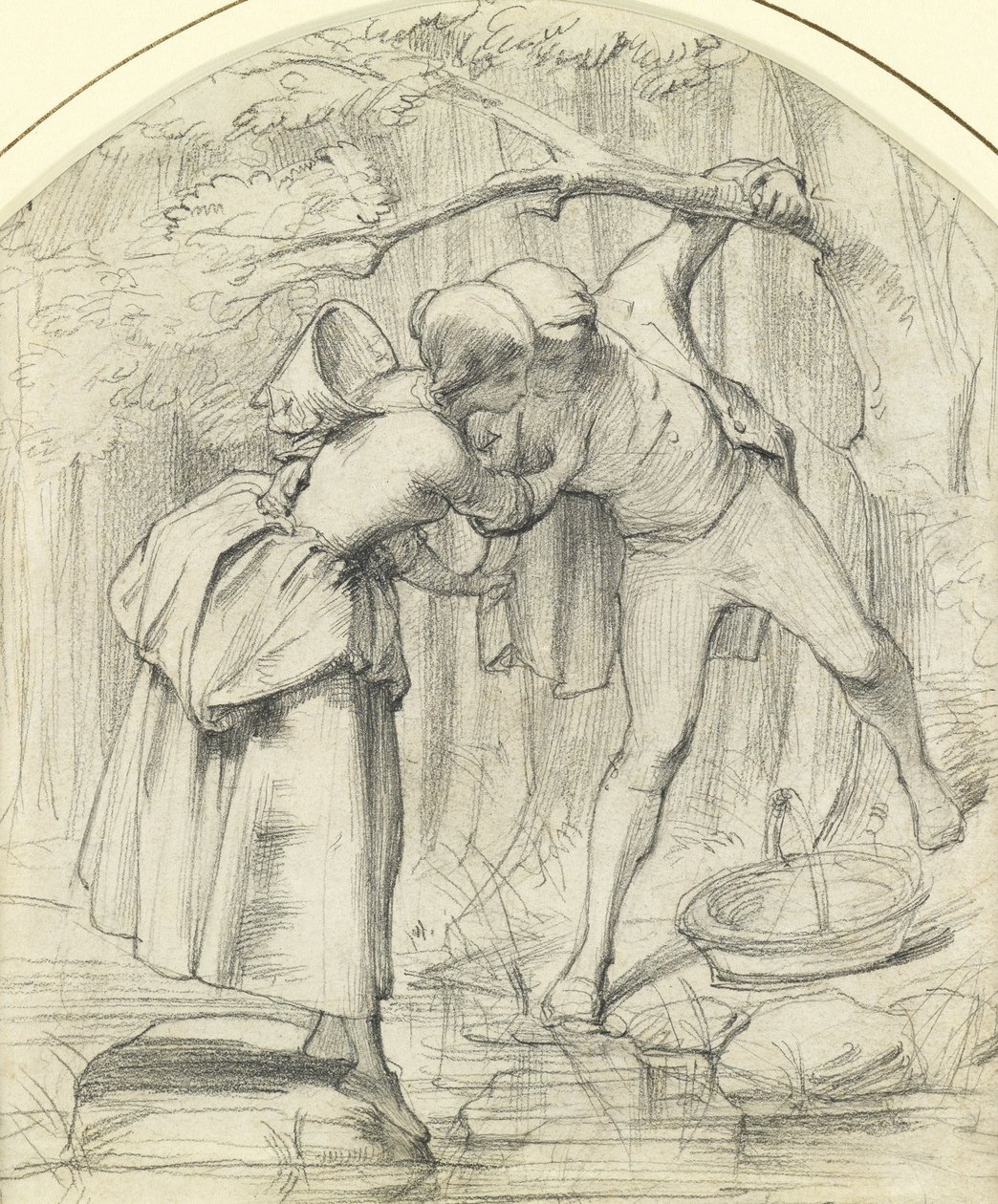 The Crossing, c.1860 lápis sobre papel de John Richard Clayton