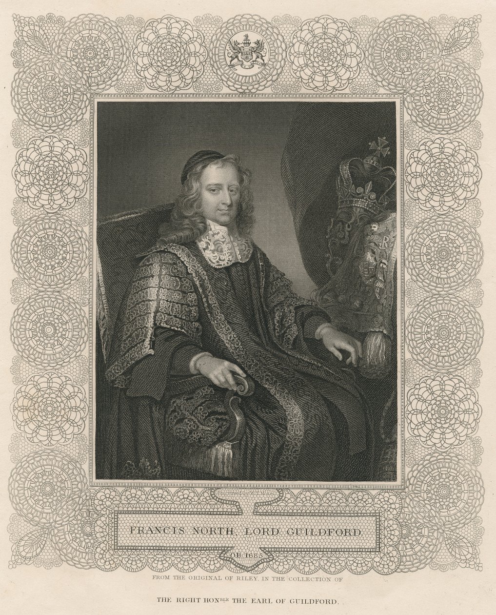 Francis North, de "Retratos Britânicos do Lodge", 1823 de John Riley