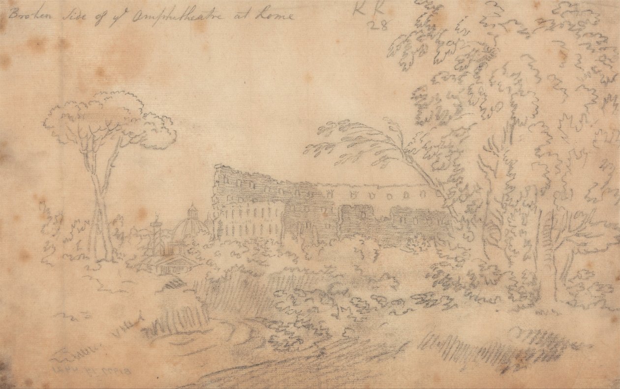 Lado quebrado do anfiteatro em Roma de John Robert Cozens