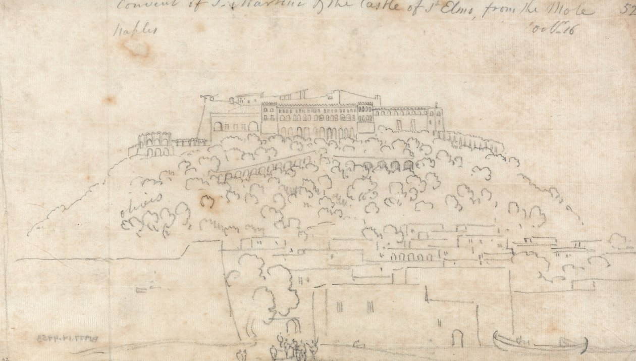 Convento de S. Martino e Castello di Sant Elmo da Mole, Nápoles de John Robert Cozens