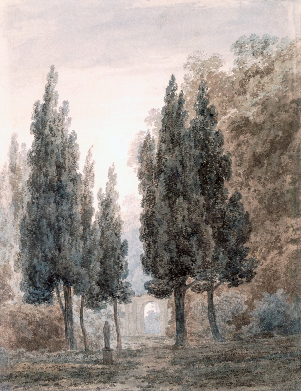 Nos jardins da Villa Pamfili, Roma de John Robert Cozens