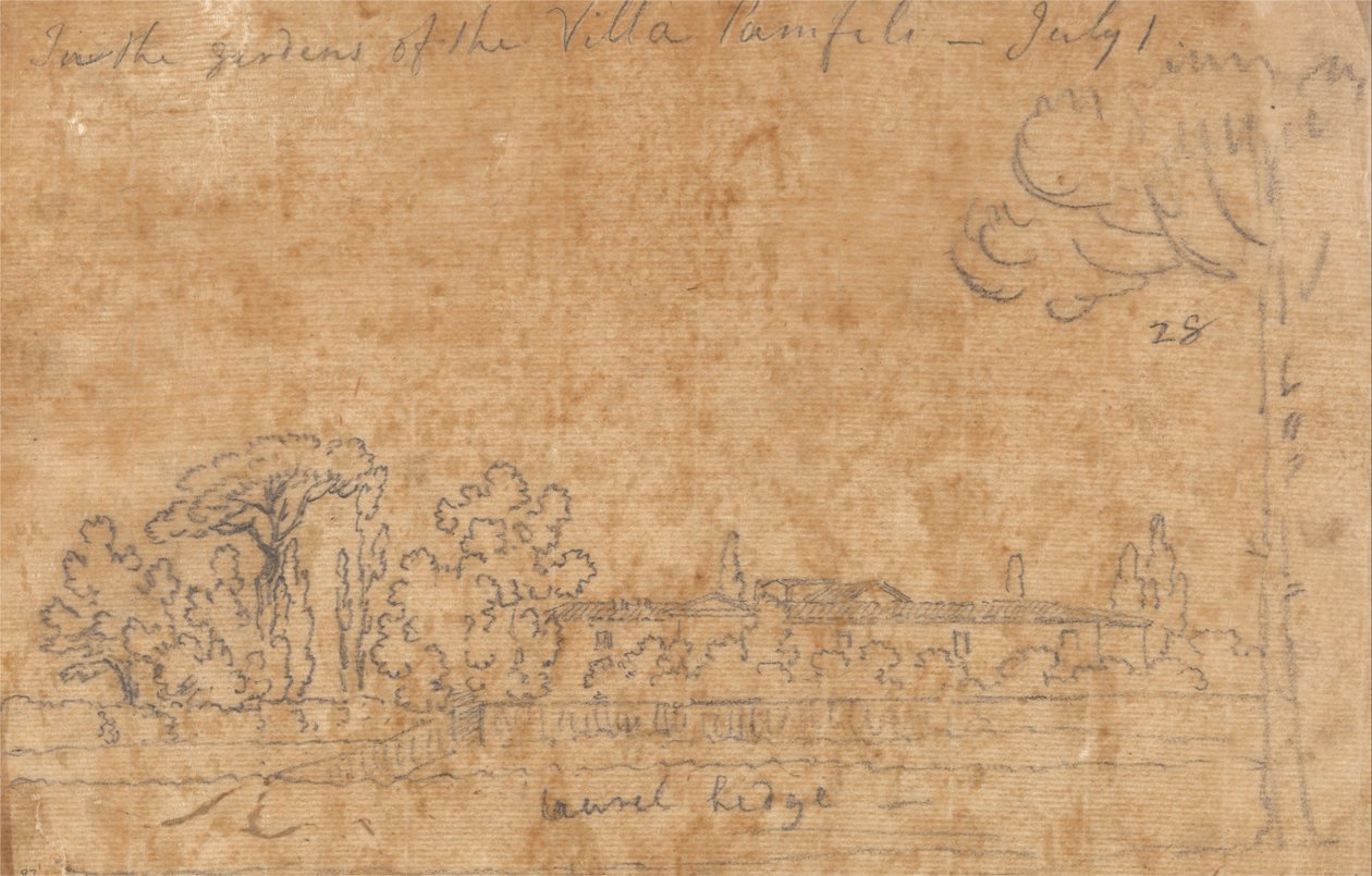 Nos jardins da Villa Pamphili, 1 de julho de John Robert Cozens