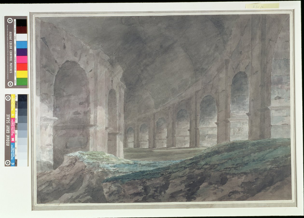 Interior do Baixo Ambulatório do Coliseu, Roma, 1778 de John Robert Cozens