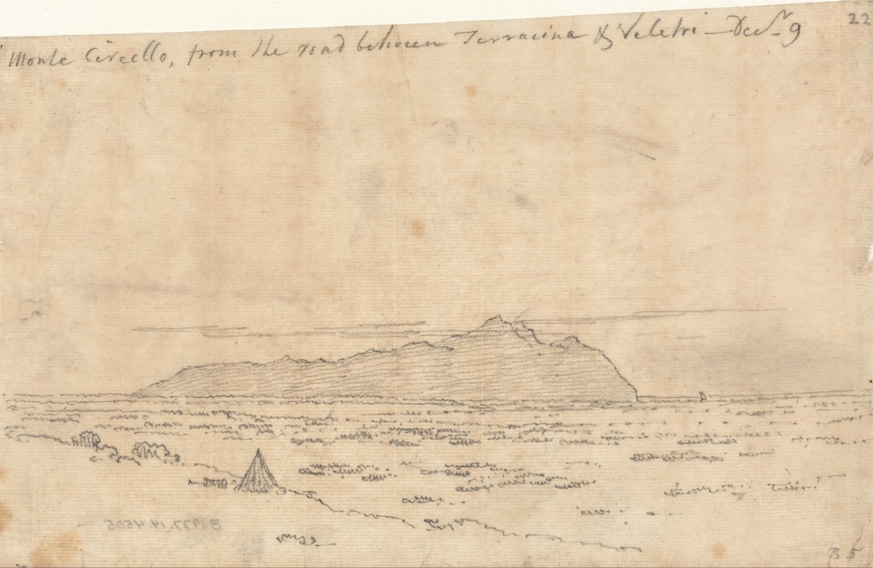 Monte Circeo da estrada entre Terracina e Velletri de John Robert Cozens