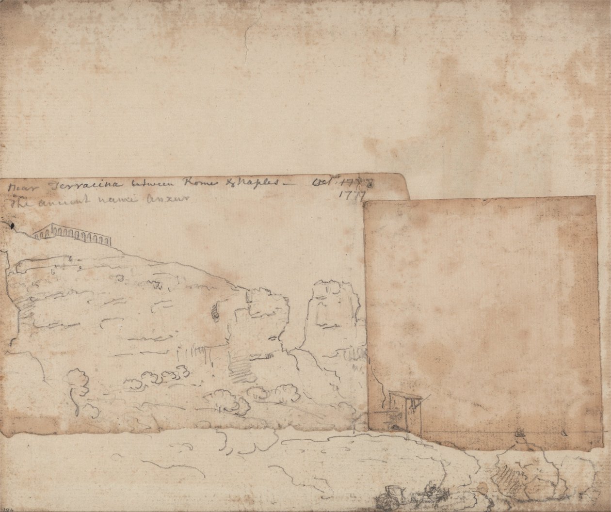 Perto de Terracina entre Roma e Nápoles, outubro de 1777 de John Robert Cozens