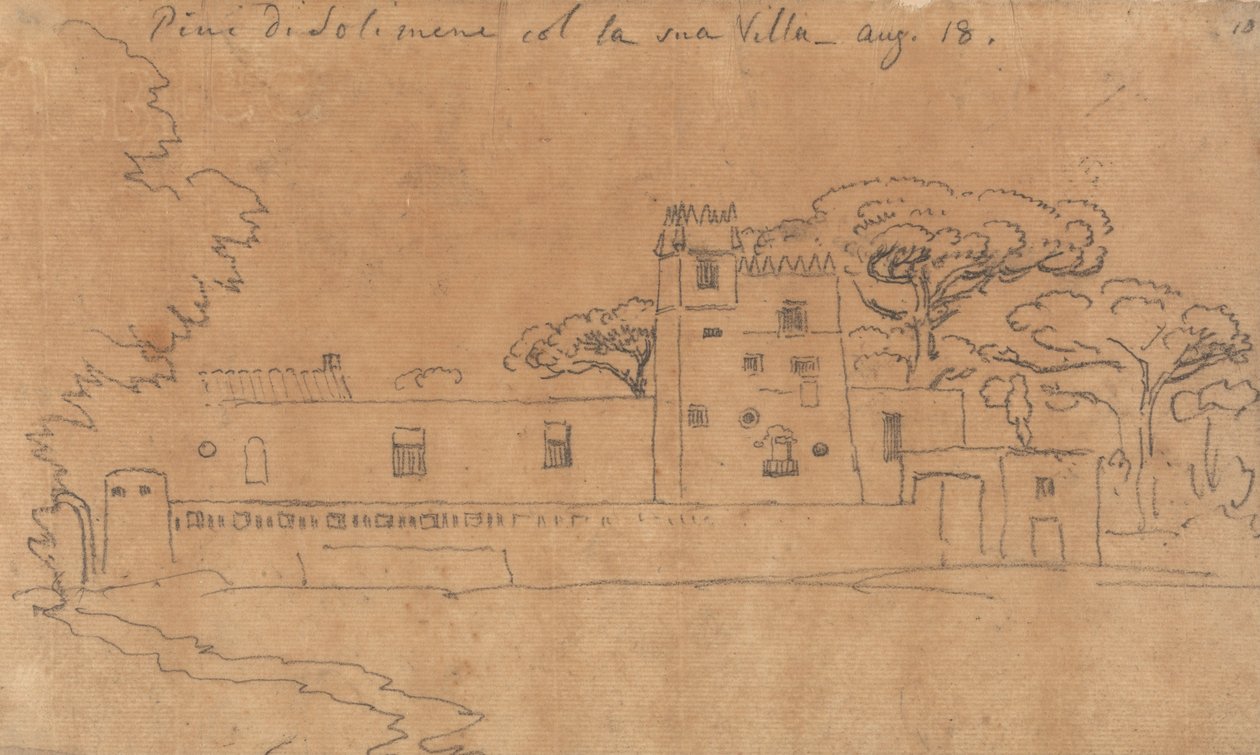 Pinheiros de Solimena com sua Villa, 18 de agosto de John Robert Cozens