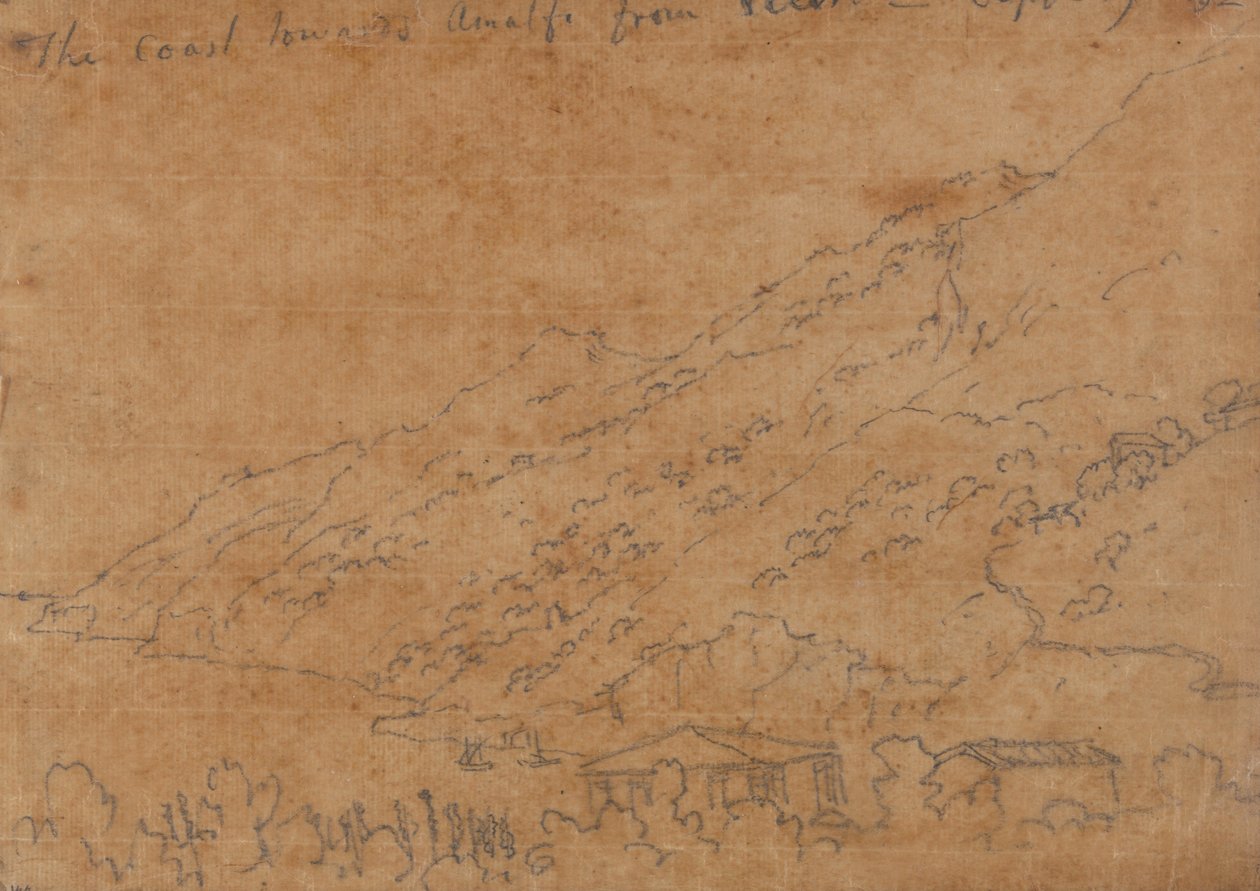 A costa em direção a Amalfi de Vietri, 19 de setembro de John Robert Cozens
