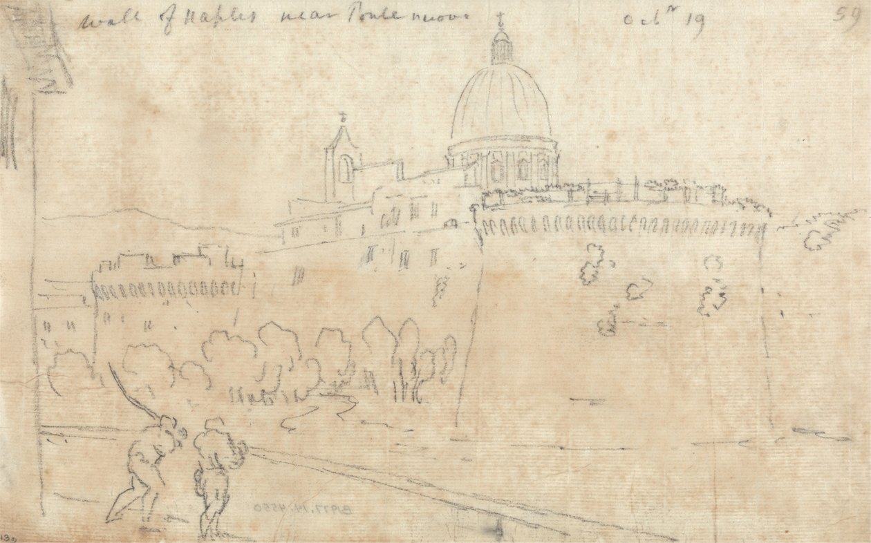 Muro de Nápoles perto da Ponte Nova de John Robert Cozens
