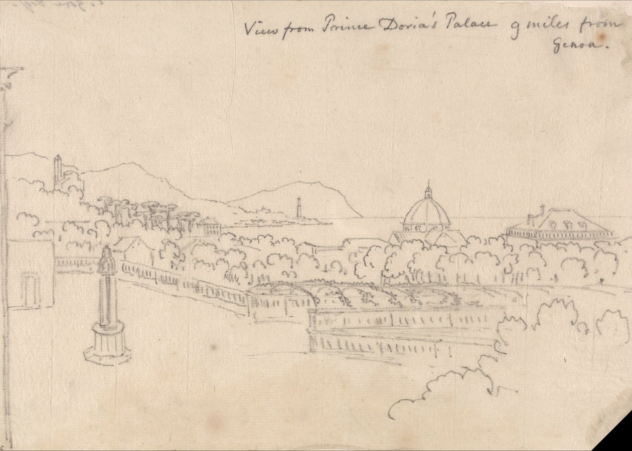 Vista do Prince Dorias Palace, a 14 km de Genoa de John Robert Cozens