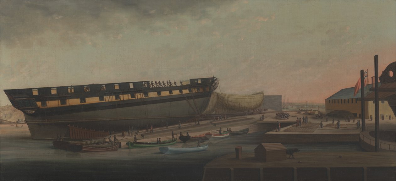 Levantando sua fragata Majestys Diana em Blackburns Yard, perto de Plymouth de John Rogers