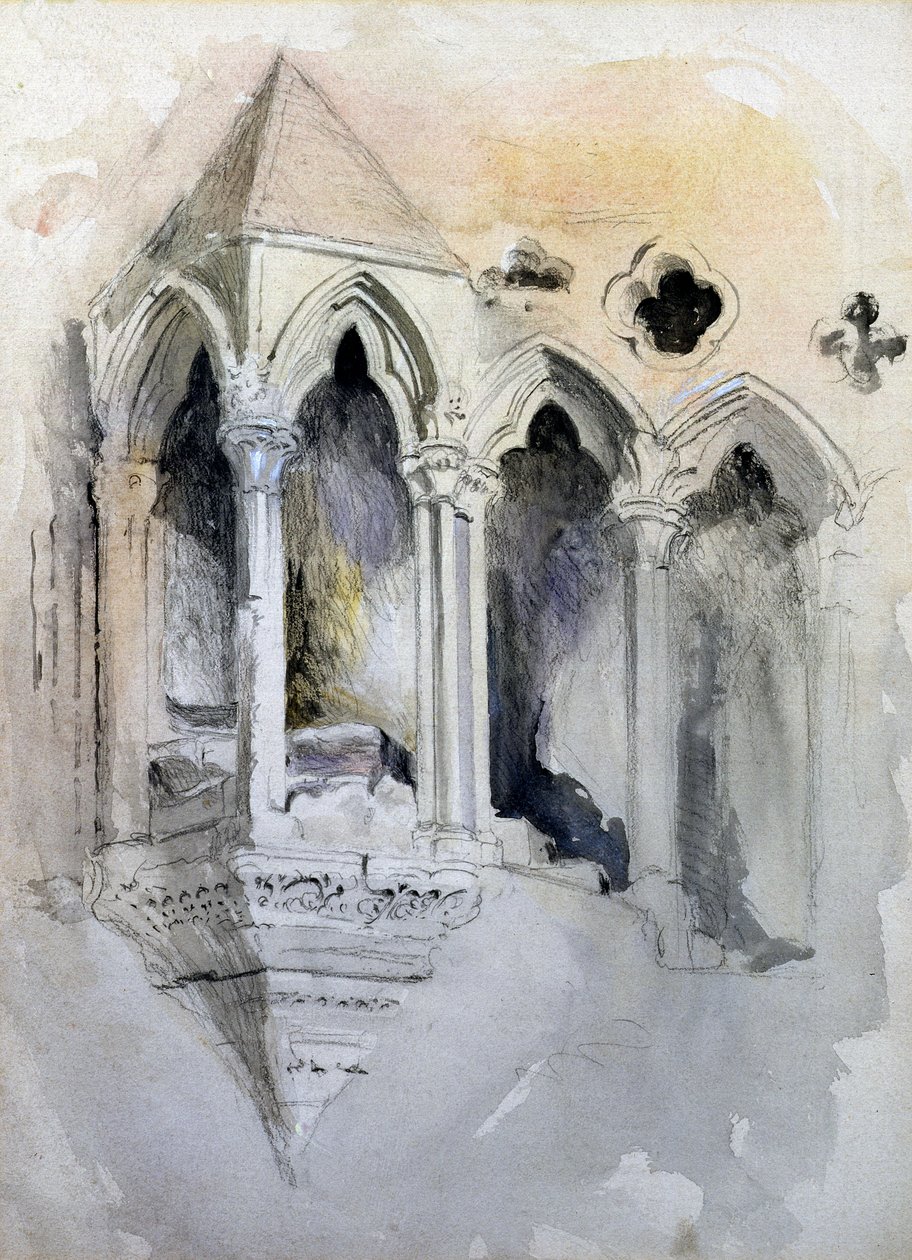 Uma escada gótica na Catedral de Chester de John Ruskin