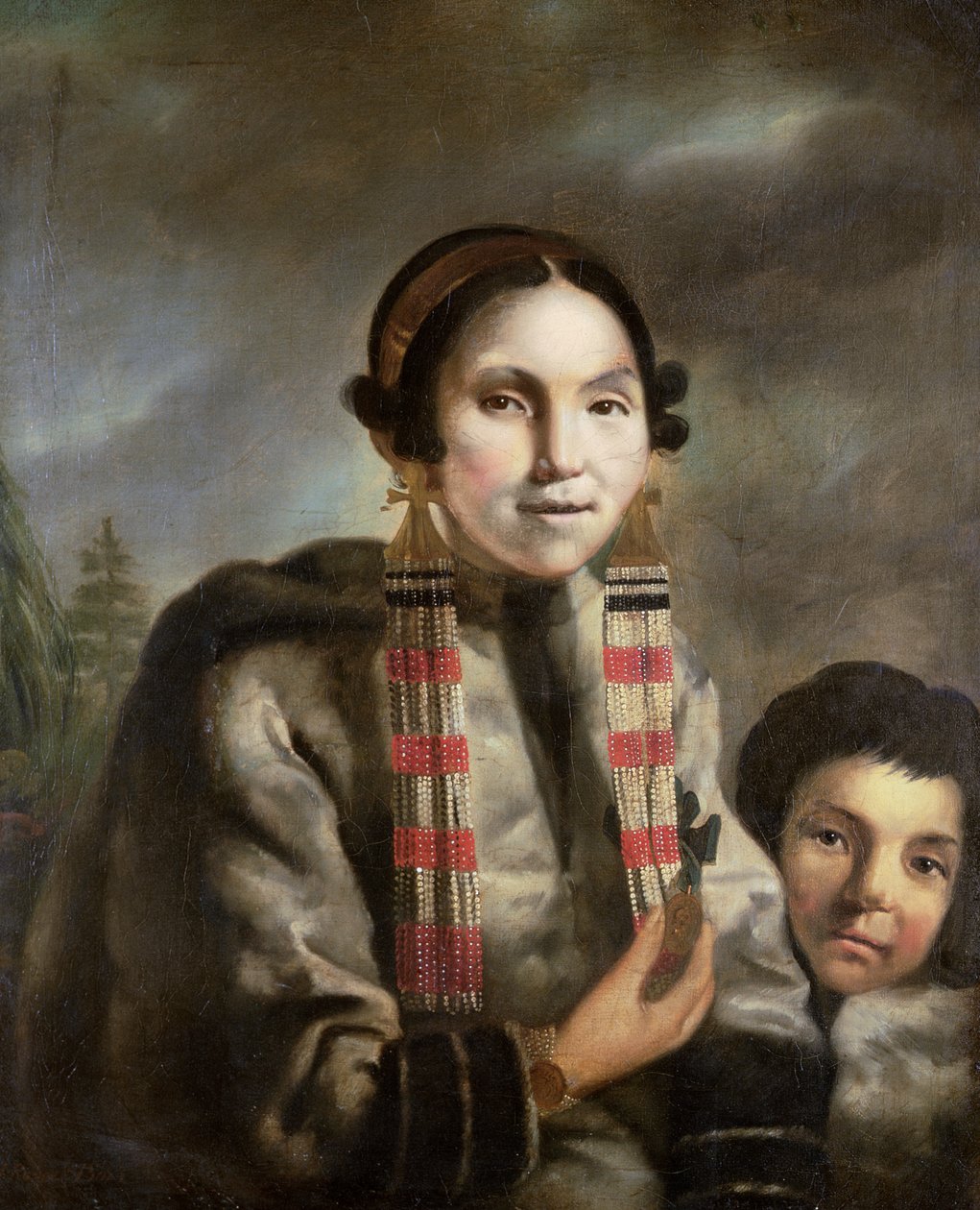 Retrato de Micoc e seu filho Tootac, c.1769 de John Russell