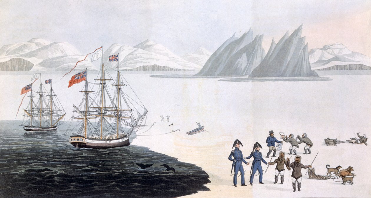Primeira comunicação com os nativos de Prince Regent&39;s Bay, 1818 de John Sackheouse