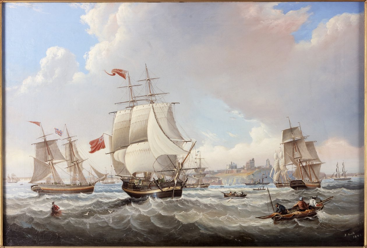 O Brig &39;Margaret&39; (óleo sobre tela colocado a bordo) de John Scott
