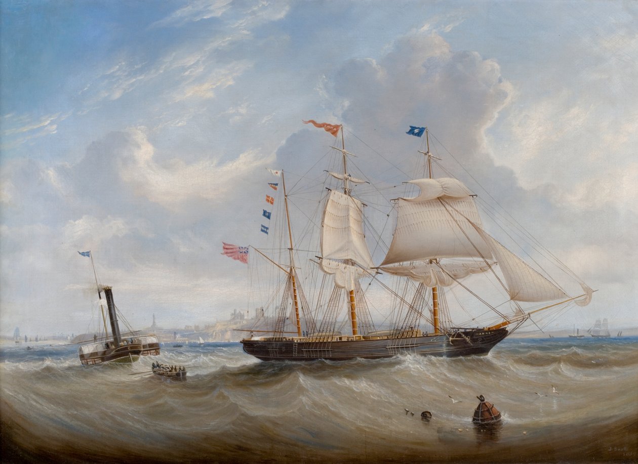 O veleiro &39;Anne&39; Deixando o rio Tyne, 1859 de John Scott