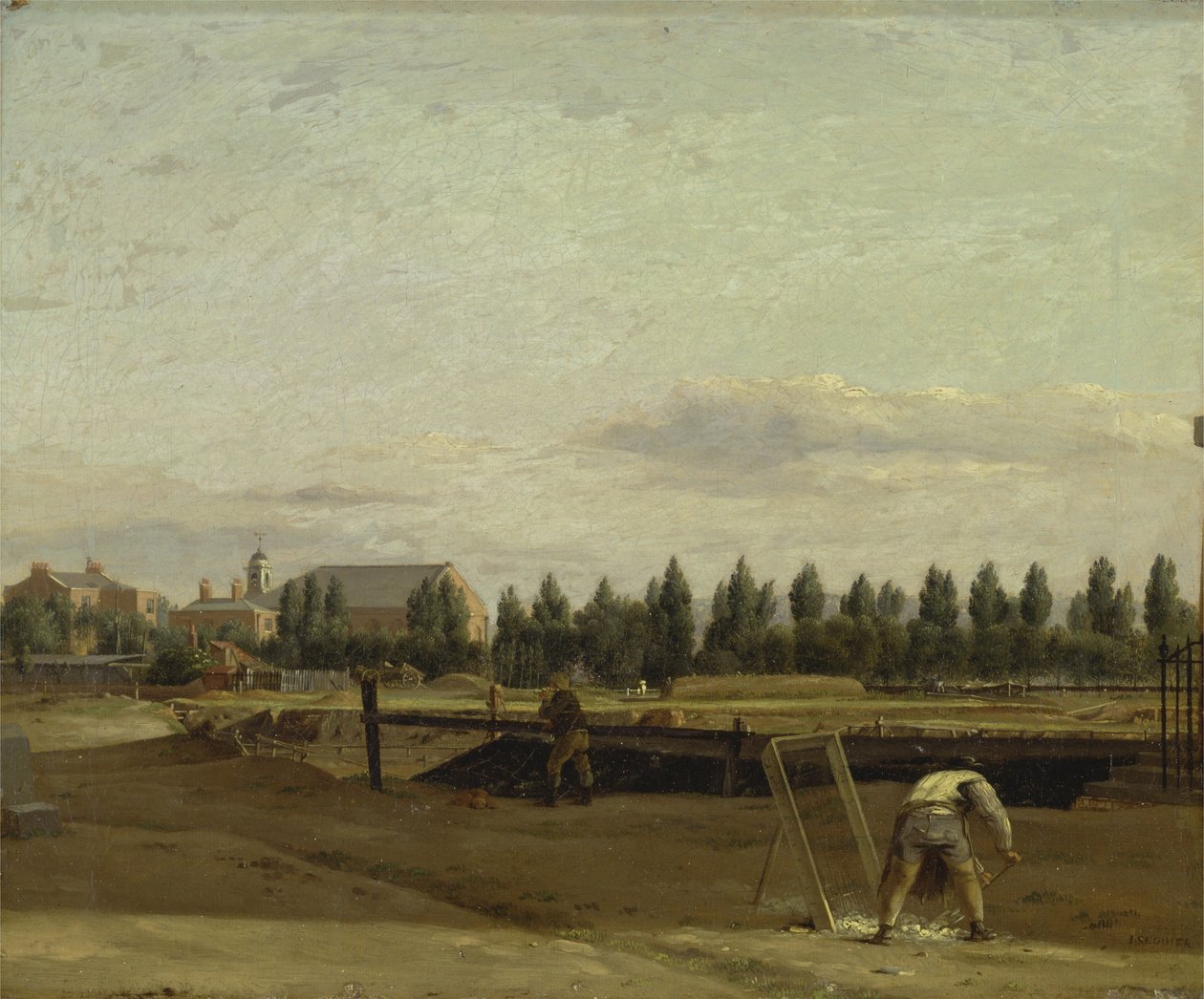 Escavação do Canal do Regente, com vista para a Capela de Marylebone, c.1812 de John Seguier