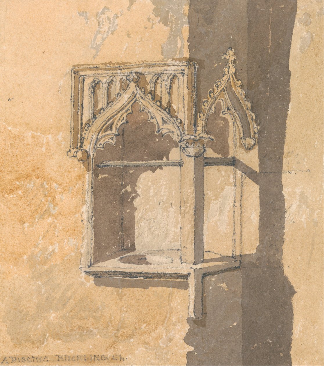 Uma piscina em Blickling Church, Norfolk de John Sell Cotman
