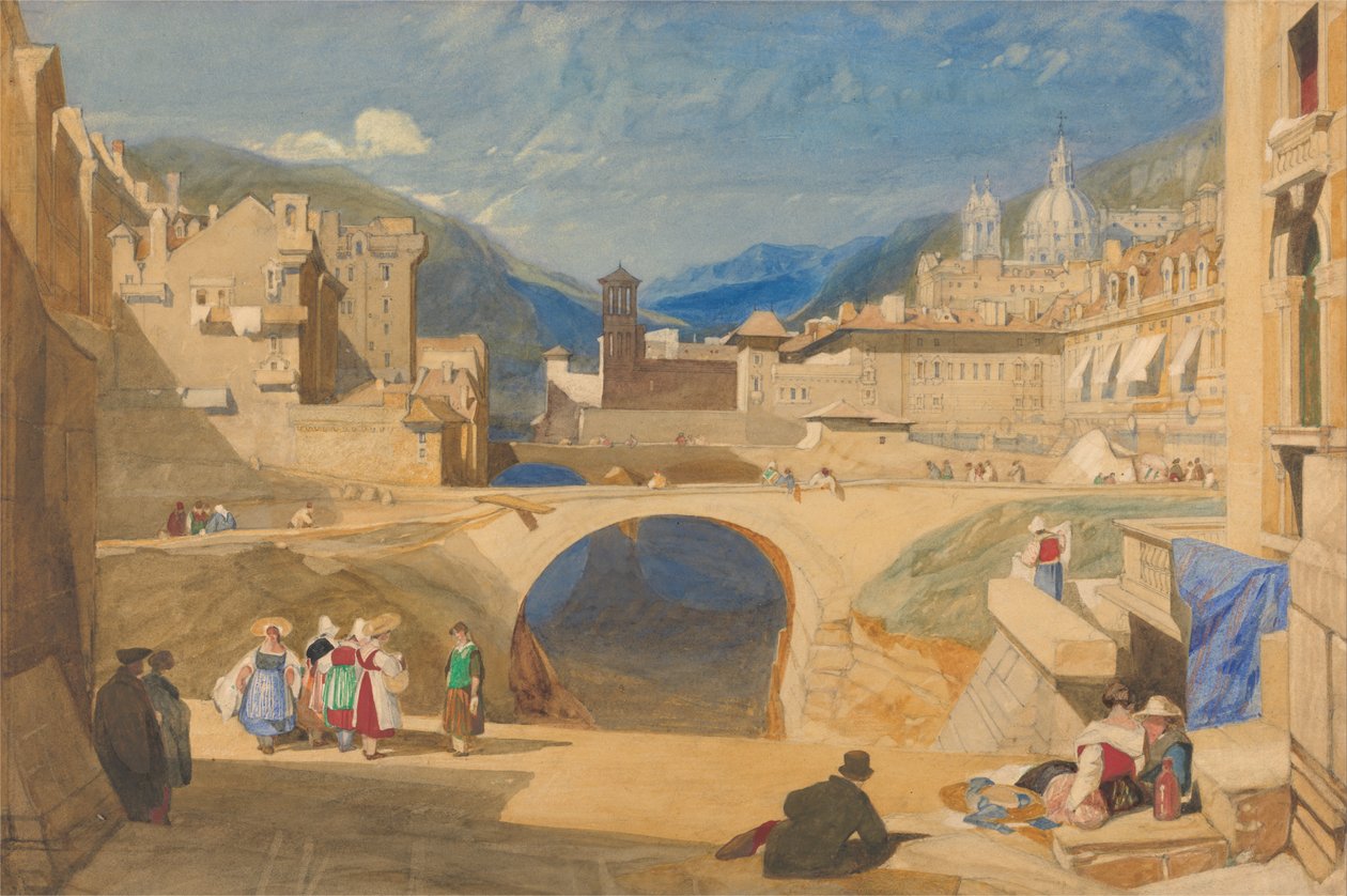 Ponte em uma cidade continental de John Sell Cotman
