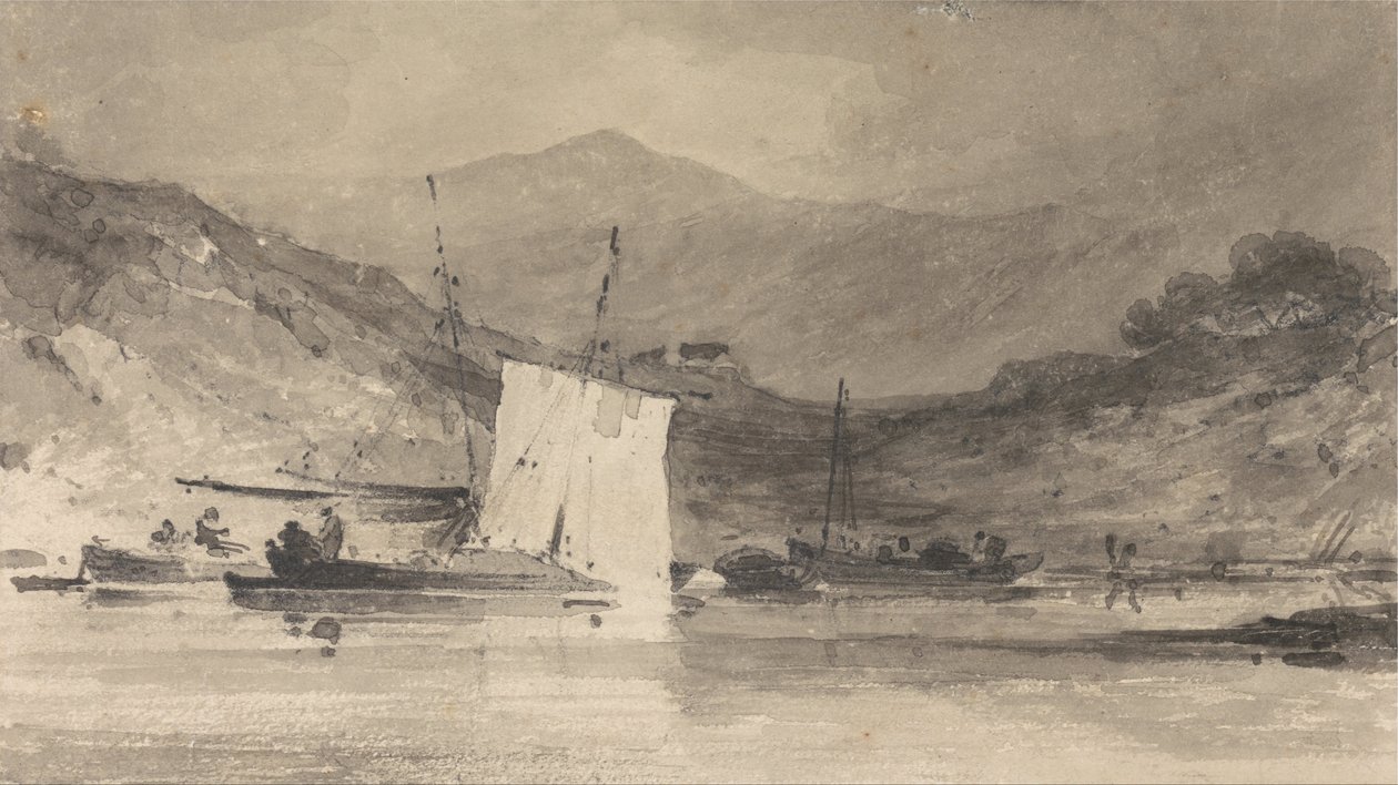 Cader Idris do estuário de Mawddach acima de Barmouth de John Sell Cotman